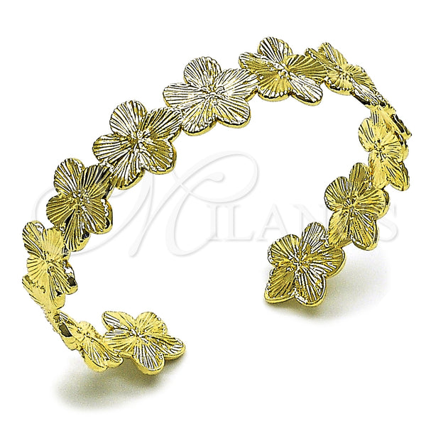 Gold Filled Jewelry — Individual Bangle Flower Design Diamond Cutting 07. Thickness — main product view — SKU 162106 | Oro Laminado joyería — Individual Bangle flor diseño Diamond Cutting 07. Thickness — SKU 162106