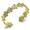 Oro Laminado Individual Bangle, Gold Filled Style Flower Design, Diamond Cutting Finish, Golden Finish, 07.385.0003 (Thickness, One size fits all)