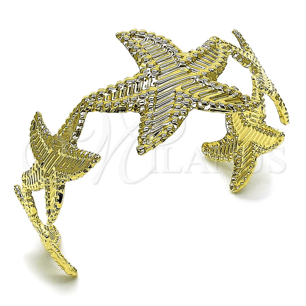 Oro Laminado Individual Bangle, Gold Filled Style Star Design, Diamond Cutting Finish, Golden Finish, 07.385.0004