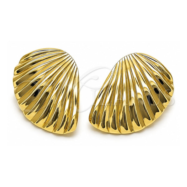 Oro Laminado Stud Earring, Gold Filled Style Shell Design, Polished, Golden Finish, 02.385.0075