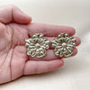 Oro Laminado Stud Earring, Gold Filled Style Flower Design, Diamond Cutting Finish, Golden Finish, 02.385.0076