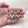 Oro Laminado Stud Earring, Gold Filled Style Heart Design, Polished, Golden Finish, 02.385.0077