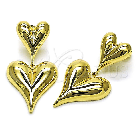 Oro Laminado Stud Earring, Gold Filled Style Heart Design, Polished, Golden Finish, 02.385.0077