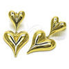 Oro Laminado Stud Earring, Gold Filled Style Heart Design, Polished, Golden Finish, 02.385.0077