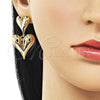 Oro Laminado Stud Earring, Gold Filled Style Heart Design, Polished, Golden Finish, 02.385.0077