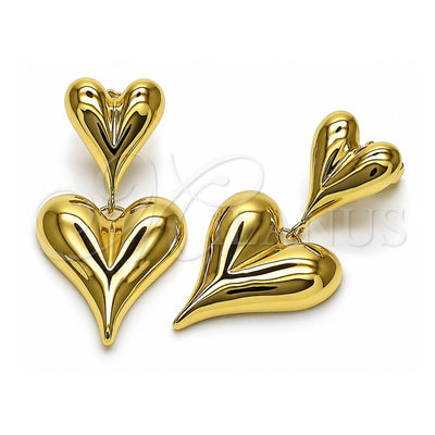 Oro Laminado Stud Earring, Gold Filled Style Heart Design, Polished, Golden Finish, 02.385.0077