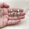 Oro Laminado Stud Earring, Gold Filled Style Leaf Design, Polished, Golden Finish, 02.385.0078