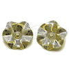 Oro Laminado Stud Earring, Gold Filled Style Leaf and Flower Design, Diamond Cutting Finish, Golden Finish, 02.385.0079