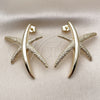 Oro Laminado Stud Earring, Gold Filled Style Leaf Design, Matte Finish, Golden Finish, 02.428.0065