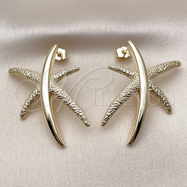 Gold Filled Ring — Stud Earring Leaf Design Matte 02. — alternate product view — SKU 162117 | Oro Laminado anillo — Stud Earring Leaf diseño Matte 02. — SKU 162117