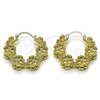 Oro Laminado Medium Hoop, Gold Filled Style Flower Design, Polished, Golden Finish, 02.428.0067.30
