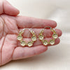 Oro Laminado Medium Hoop, Gold Filled Style Flower Design, Polished, Golden Finish, 02.428.0067.30