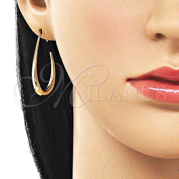 Gold Filled Hoop Earrings — Medium Hoop Hollow Design Polished 02. — alternate product view — SKU 162120 | Oro Laminado aretes de aro — Medium Hoop Hollow diseño pulido 02. — SKU 162120