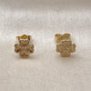 Gold Filled Ring — Stud Earring Four-leaf Clover Design Diamond Cutting 02. — alternate product view — SKU 162125 | Oro Laminado anillo — Stud Earring Four-leaf Clover diseño Diamond Cutting 02. — SKU 162125