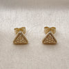 Oro Laminado Stud Earring, Gold Filled Style Diamond Cutting Finish, Golden Finish, 02.412.0008