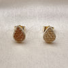 Oro Laminado Stud Earring, Gold Filled Style Teardrop Design, Diamond Cutting Finish, Golden Finish, 02.412.0009