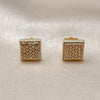 Oro Laminado Stud Earring, Gold Filled Style Diamond Cutting Finish, Golden Finish, 02.412.0010