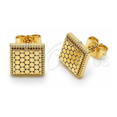 Oro Laminado Stud Earring, Gold Filled Style Diamond Cutting Finish, Golden Finish, 02.412.0010