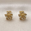 Oro Laminado Stud Earring, Gold Filled Style Flower Design, Matte Finish, Golden Finish, 02.412.0013