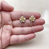 Oro Laminado Stud Earring, Gold Filled Style Flower Design, Matte Finish, Golden Finish, 02.412.0013