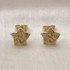 Oro Laminado Stud Earring, Gold Filled Style Flower Design, Matte Finish, Golden Finish, 02.412.0014