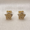 Oro Laminado Stud Earring, Gold Filled Style Flower Design, Matte Finish, Golden Finish, 02.412.0014