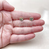 Oro Laminado Stud Earring, Gold Filled Style Heart Design, Diamond Cutting Finish, Golden Finish, 02.412.0017