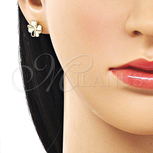 Gold Filled Ring — Stud Earring Four-leaf Clover and Heart Design Polished — alternate product view — SKU 162137 | Oro Laminado anillo — Stud Earring Four-leaf Clover and corazón diseño pulido — SKU 162137