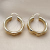Oro Laminado Medium Hoop, Gold Filled Style Hollow Design, Diamond Cutting Finish, Golden Finish, 02.163.0396.35