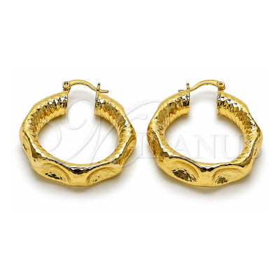 Oro Laminado Medium Hoop, Gold Filled Style Hollow Design, Diamond Cutting Finish, Golden Finish, 02.163.0396.35