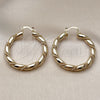 Oro Laminado Medium Hoop, Gold Filled Style Hollow and Twist Design, Polished, Golden Finish, 02.170.0498.40