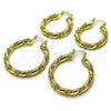 Oro Laminado Medium Hoop, Gold Filled Style Hollow and Twist Design, Polished, Golden Finish, 02.170.0498.40