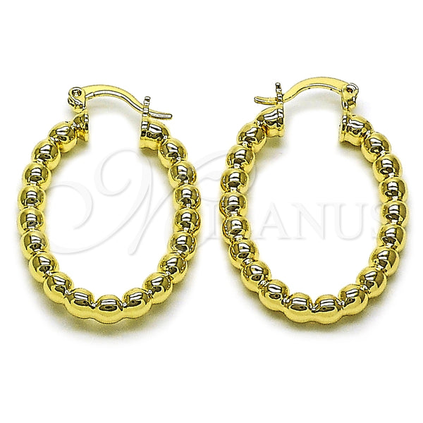 Oro Laminado Small Hoop, Gold Filled Style Hollow and Ball Design, Polished, Golden Finish, 02.163.0397.25