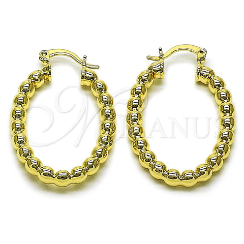 Oro Laminado Small Hoop, Gold Filled Style Hollow and Ball Design, Polished, Golden Finish, 02.163.0397.25