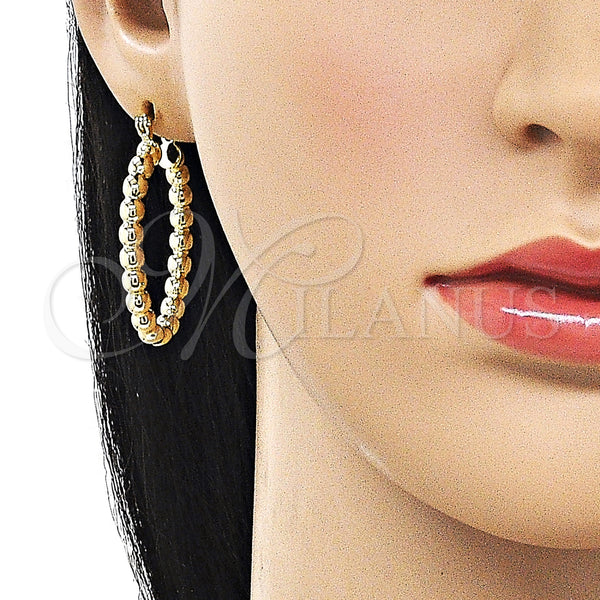 Gold Filled Hoop Earrings — Small Hoop Hollow and Ball Design Polished 02. — alternate product view — SKU 162141 | Oro Laminado aretes de aro — aro pequeño Hollow and Ball diseño pulido 02. — SKU 162141