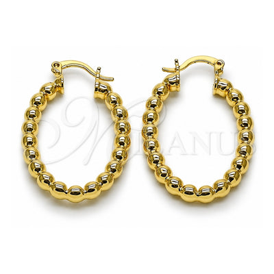Oro Laminado Small Hoop, Gold Filled Style Hollow and Ball Design, Polished, Golden Finish, 02.163.0397.25