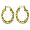 Oro Laminado Small Hoop, Gold Filled Style Hollow and Ball Design, Polished, Golden Finish, 02.163.0397.25