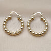 Oro Laminado Small Hoop, Gold Filled Style Hollow and Ball Design, Polished, Golden Finish, 02.163.0398.25