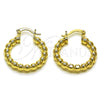 Oro Laminado Small Hoop, Gold Filled Style Hollow and Ball Design, Polished, Golden Finish, 02.163.0398.25