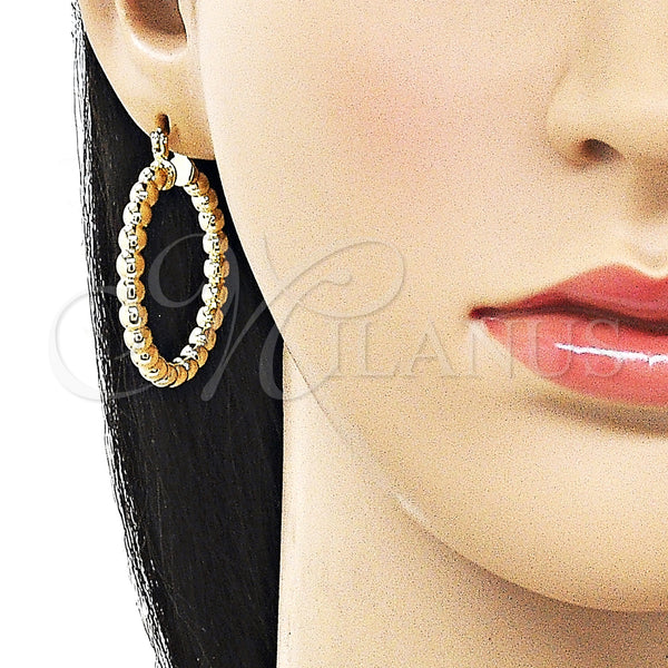 Gold Filled Hoop Earrings — Small Hoop Hollow and Ball Design Polished 02. — alternate product view — SKU 162143 | Oro Laminado aretes de aro — aro pequeño Hollow and Ball diseño pulido 02. — SKU 162143
