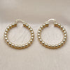 Oro Laminado Small Hoop, Gold Filled Style Hollow and Ball Design, Polished, Golden Finish, 02.163.0398.35