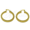 Oro Laminado Small Hoop, Gold Filled Style Hollow and Ball Design, Polished, Golden Finish, 02.163.0398.35