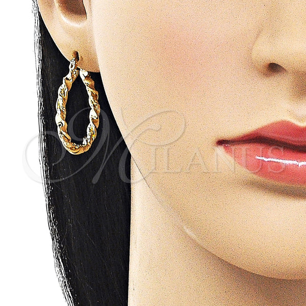 Gold Filled Hoop Earrings — Medium Hoop Twist Design Polished 02. — alternate product view — SKU 162145 | Oro Laminado aretes de aro — Medium Hoop Twist diseño pulido 02. — SKU 162145