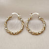 Oro Laminado Medium Hoop, Gold Filled Style Twist Design, Polished, Golden Finish, 02.163.0400.30