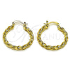 Oro Laminado Medium Hoop, Gold Filled Style Twist Design, Polished, Golden Finish, 02.163.0400.30