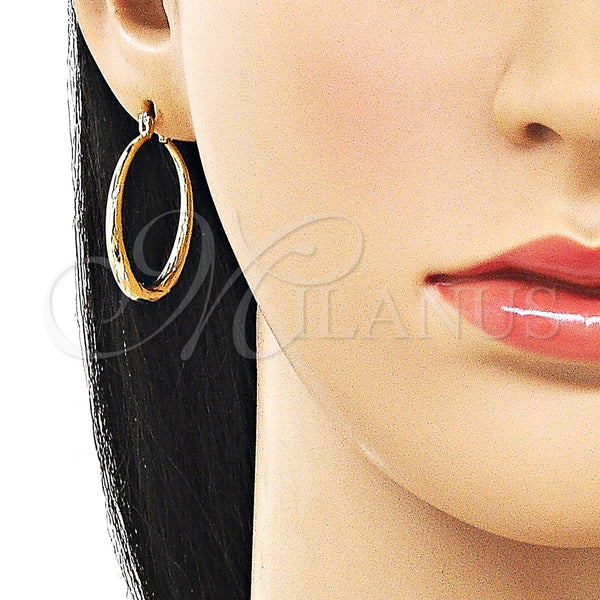 Gold Filled Hoop Earrings — Medium Hoop Hollow Design Diamond Cutting 02. — alternate product view — SKU 162146 | Oro Laminado aretes de aro — Medium Hoop Hollow diseño Diamond Cutting 02. — SKU 162146