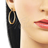 Oro Laminado Medium Hoop, Gold Filled Style Hollow Design, Diamond Cutting Finish, Golden Finish, 02.163.0401.30