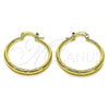 Oro Laminado Medium Hoop, Gold Filled Style Hollow Design, Diamond Cutting Finish, Golden Finish, 02.163.0401.30