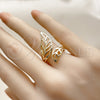 Oro Laminado Elegant Ring, Gold Filled Style Leaf Design, Polished, Golden Finish, 01.163.0007