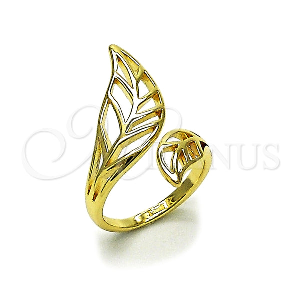 Oro Laminado Elegant Ring, Gold Filled Style Leaf Design, Polished, Golden Finish, 01.163.0007